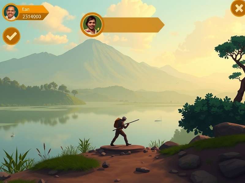 Naan Trek gameplay screenshot showing Indian landscape